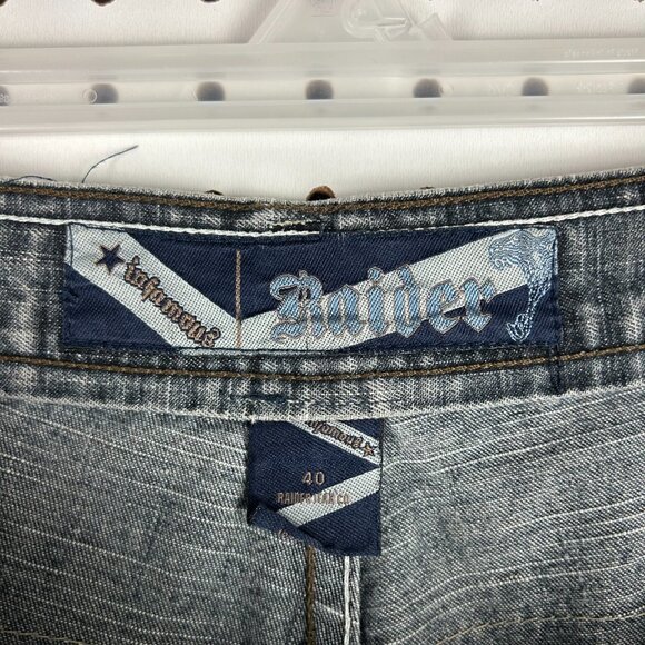Raider Jean Co Black Gothic Jorts Size 40 Skater Gothic Punk Denim Riveted Punk - Picture 6 of 7